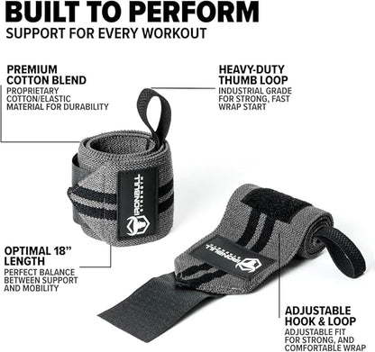 Wrist Wraps for Weightlifting (USPA & IPL Approved) - 18” Premium Quality Wrist Straps for Weightlifting - Weight Lifting Wrist Wraps with Thumb Loop - Best Gym Wrist Wraps for Lifting Weights, Curls & Dips - Lifting Wrist Wraps for Bench, Powerlifting...