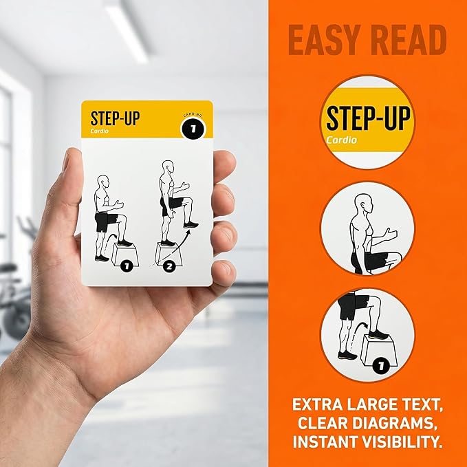 Workout Cards Bodyweight & Dumbbell & Half-Balance Ball - 150 Large 5"x3.5" Exercise Cards with 36 Strength Moves, Home & Gym Fitness Cards for Men & Women, Beginner Fitness Guide