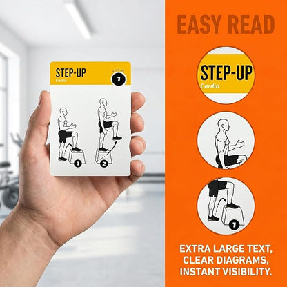 Workout Cards Bodyweight & Dumbbell & Half-Balance Ball - 150 Large 5"x3.5" Exercise Cards with 36 Strength Moves, Home & Gym Fitness Cards for Men & Women, Beginner Fitness Guide