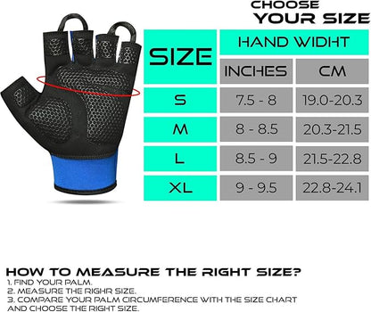 BEAST RAGE Workout Gloves for Men, Durable Palm Grip Gym Gloves Women Half Finger Elasticated Training Weight Lifting Strength Bodybuilding Anti Slip Cycling Gloves Exercise