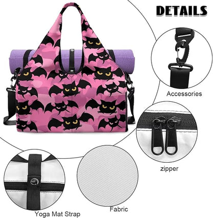 Gym Bag with Yoga Mat Holder Large Tote Bag With Multi Pockets for Women Men Dry Wet Separated Pocket Carryall Yoga Tote Bag for Pilates Travel Workout Office