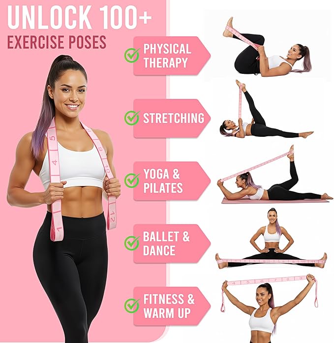 Resistance Bands, Stretch Band for Exercise, Physical Therapy, Rehab & Flexibility, Home Gym Equipment for Yoga, Pilates, Dance, Gymnastics, Number Loop Elastic Strap for Leg and Hip Stretches