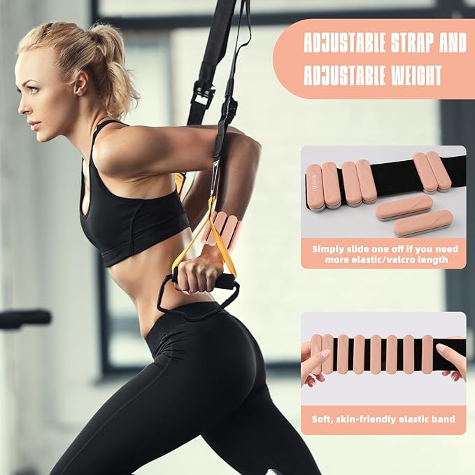 Ankle Weights for Women Men, Silicone Wrist Weights Set of 2 - Wearable Leg Weights/Arm Weights Ideal for for Home Gym Workout, Running, Yoga, Pilates, Barre, Exercise, Strength Training