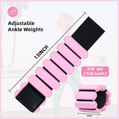 Ankle Weights for Women and Men, Adjustable Wrist Weighted Training Bracelet for Home Gym Workout, Strength Training Walkin Running, Foot weights for exercise,2pc on Set