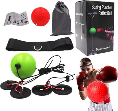 Boxing Reflex Ball - Boxing Head Ball for Punch Speed | No Drill Reflex Balls with Headband, Improve Hand-Eye Coordination, Punching Speed, Fight Reaction