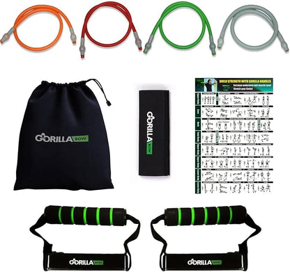 Gorilla Bow Resistance Bands with Handles Quick-Lock Multi-Layer Exercise Bands for Work Out, Non Slip Grip for Full-Body Strength Training, Heavy Resistance Training, Yoga, Home Workout Set
