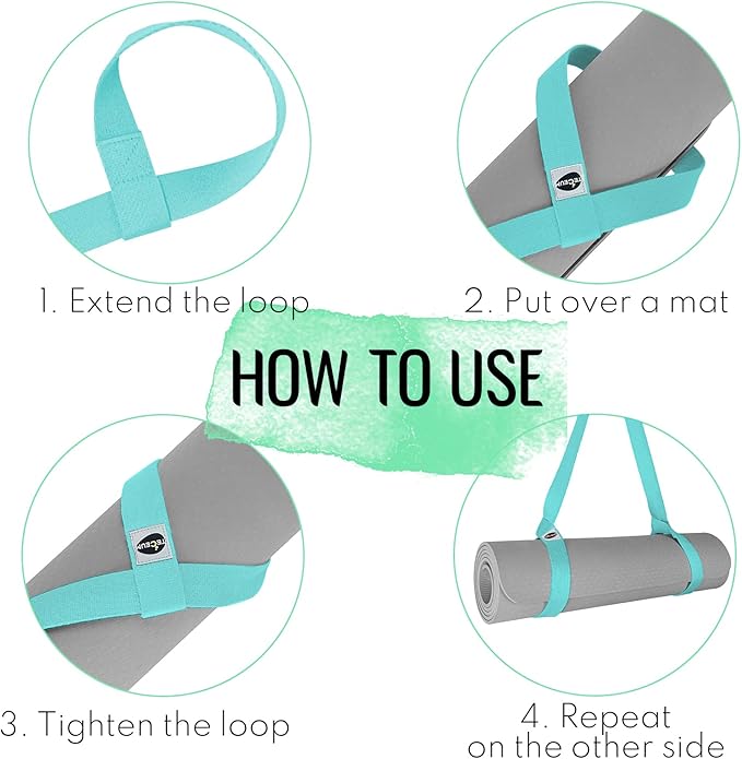TECEUM Yoga Mat Strap – 30+ Colors – Adjustable Mat Holder Sling Carrier for All Mats [Mat Not Included]