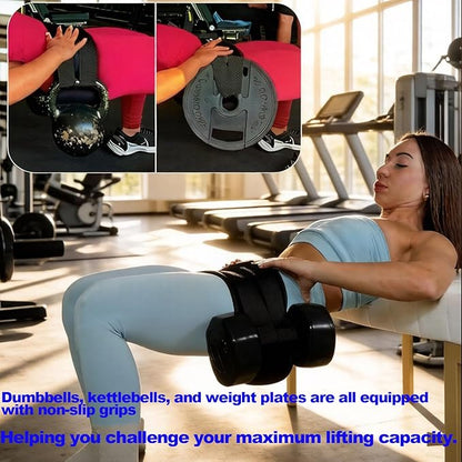 Hip Thrust Belt with Barbell Pad, Adjustable Weight Lifting Belt for Squats, Glute Bridge & Lower Body Workouts, Thick Foam Cushion for Hip Protection, Portable Gym Fitness Support Belt