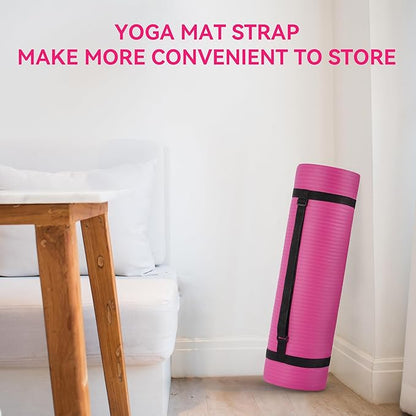 Fitvids Yoga Mat, 1/2-Inch Extra Thick High Density Exercise Mat, Anti-Tear Exercise Yoga Mat with Carrying Strap, Suitable for Various Yoga Exercises