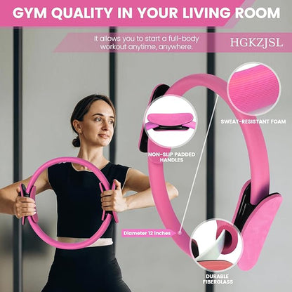 Home Pilates Essentials Kit for Women,Pilates Equipment Set with 9 Inch Yoga Ball,Figure 8 Resistance Band,Pilates Bands & Accessories,Pilates Ring and Ball Set for Beginners Home Workouts