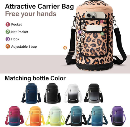 1 Gallon Water Bottle Insulated | Thickened Stainless Steel Vacuum Metal Water Jug | Portable Sports Large for Gym and Hiking with Straw, Carrier Bag, Handle Strap | BPA-Free 128 oz