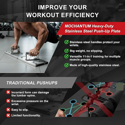 Push Up Bar - Heavy-Duty Stainless Steel Pushup Stands with Non-Slip Base, 500LB Capacity, Portable Home Gym Equipment for Strength Training & Floor Workouts