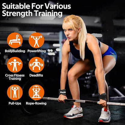 Weight Lifting Wrist Strap，Double Layer Leather Wrist Wraps with Neoprene Padding for Weightlifting & Deadlifts – Adjustable Gym Straps for Men & Women