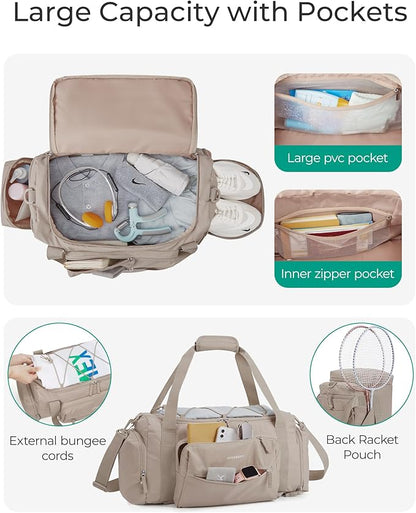 BAGSMART 4-IN-1 Gym Bag for Women Men, TSA Lightweight Duffle Bag for Travel with Shoe Compartment & Wet Pocket, 22L/30L/38L Tactical Backpack with 40oz Water Bottle Holder