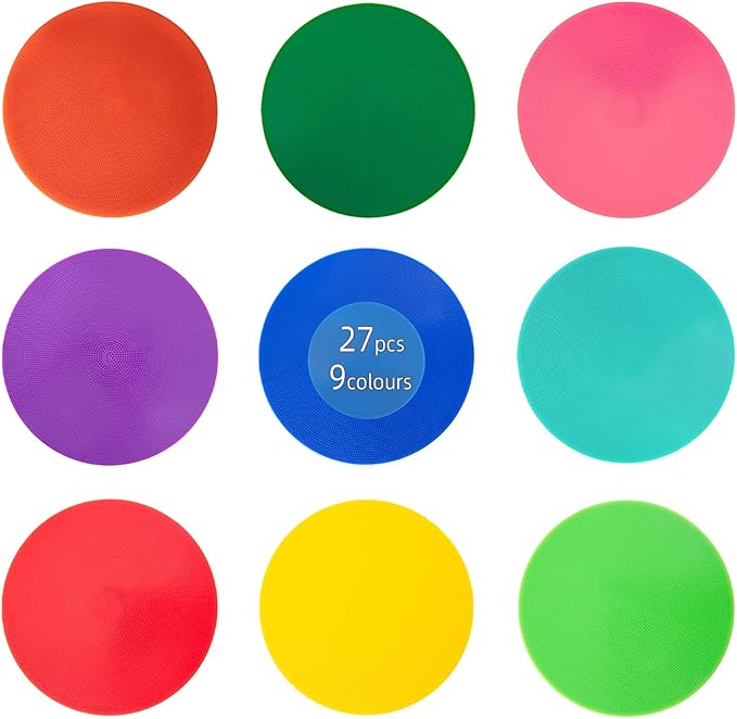 Spot Markers 9 Inch 10 Inch Non Slip Rubber Floor Markers Flat Field Cones Poly Dots for Soccer Basketball Sports Speed Agility Training and Drills