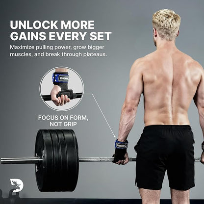 DMoose Fitness Weight Lifting Hooks (Pair) for Deadlifts, Pull Ups, Rows & Shrugs - Anti-Rip Nylon Strap Hand Grips with Thick Wrist Padding - Heavy Duty Wrist Straps for Weightlifting & Gym Workouts