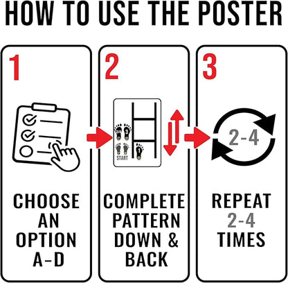 Agility Ladder Drills Poster – 20 Speed & Footwork Training Patterns with QR Video Demos
