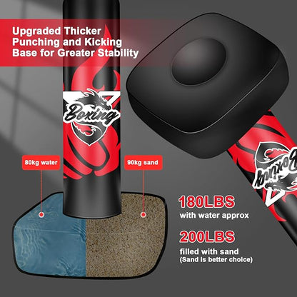 Freestanding Punching Bag for Adult Teens, 70" Heavy Punching Bag with Boxing Gloves and Electric Air Pump for Beginners Kickboxing Training MMA Muay Thai Fitness Office Home Gym