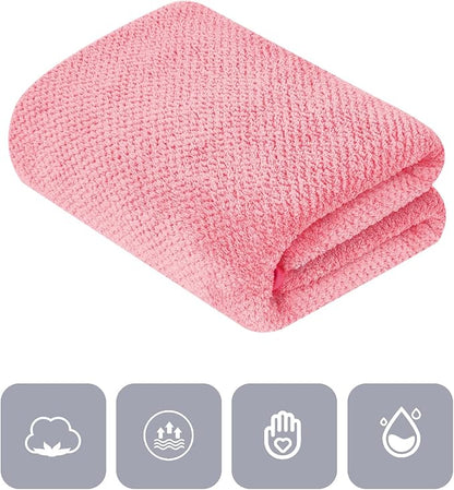 Microfiber Bath Towel Set Pack of 2, 35 x 70 Inches - Light Thin Quick Drying Highly Absorbent Bath Towel for Bath, Fitness, Yoga, Travel, Sport and Shower (2PCS Hot Pink)