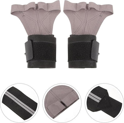 Workout Gloves for Weight Lifting Men Women, Anti-Slip Half-Finger Gym Gloves with Sturdy Palm Protection, Wrist Support Fitness Training Accessories, Gray Large Pair