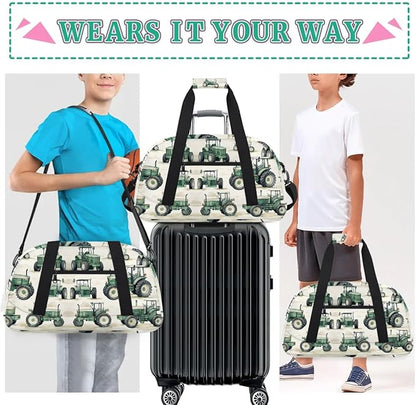 Tractor Truck Kids Duffel Bag for Boys, Sports Gym Bag Overnight Travel Weekender Bag Lightweight Carry On Sleepovers Bag for School Practice Gymnastics