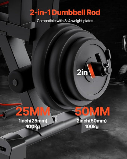 VEVOR Weight Bench, 800lbs/660lbs Adjustable Weight Bench Press for Full Body Workout, Exercise Sit-up Bench for Home Gym Strength Training, Multiple Functions, Fast Adjustment