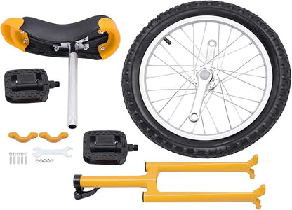 16/24 Inch Wheel Unicycle with Steel Rim, Unicycle Electric Wheel Skidproof Mountain Tire Cycling Sports Exercise with Adjustable Seat, Adults Kids Outdoor Sports Fitness Exercise Tool