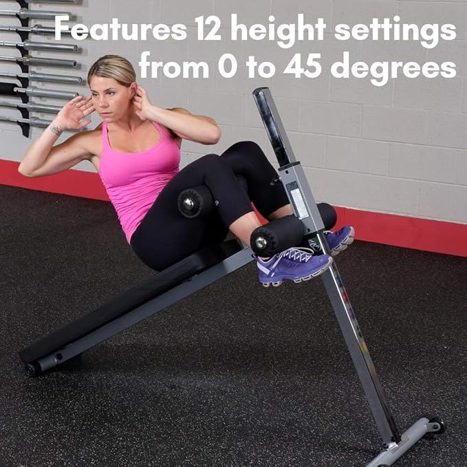 Body-Solid (GAB60B) Pro-Style Adjustable Ab Board - Abdominal crunch and sit-up bench designed for home or commercial gym, Black