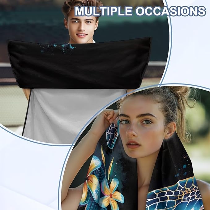 Bulopur Sea Turtle Car Seat Cover Towels Front Seats Boho Floral Sweating Car Seat Cover Highly Absorbent for Surfing Yoga Gym Workout Towel Blanket