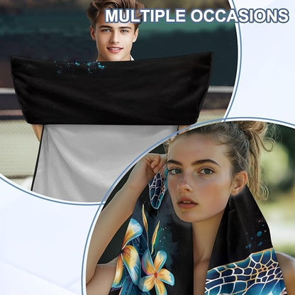 Bulopur Sea Turtle Car Seat Cover Towels Front Seats Boho Floral Sweating Car Seat Cover Highly Absorbent for Surfing Yoga Gym Workout Towel Blanket