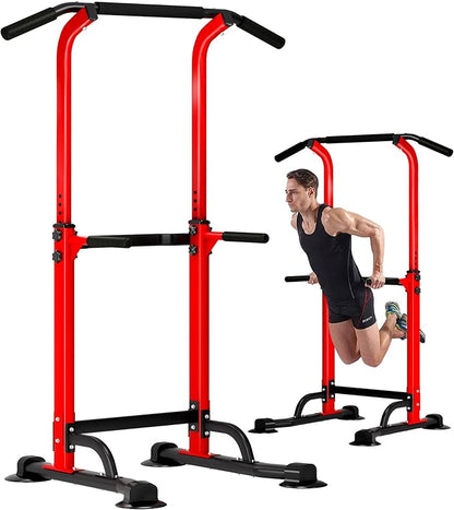 DlandHome Power Tower Pull Up Dip Station Multi-Function Fitness Equipment for Strength Training Adjustable Height Dip Stand for Home Gym