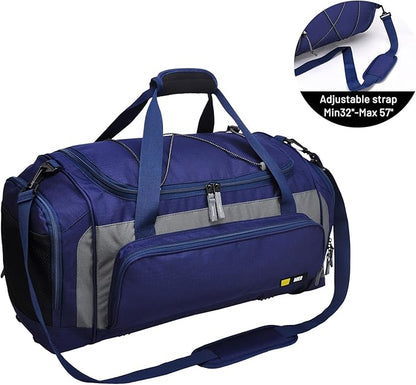 MIER Large Gym Bag for Men Sports Duffle Bag with Shoe Compartment 60L Lightweight Duffel Bags for Workout Fitness Travel, Blue