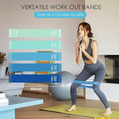 GOCHA | Resistance Bands Set (5 Pack) - Premium Natural Latex Loop Bands for Strength Training, Home Workouts, Physical Therapy, Yoga - Exercise Bands with Carry Bag (X-Light to X-Heavy)