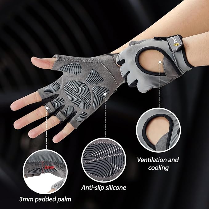 Workout Gloves for Women Men, Lightweight Weight Lifting Glove Breathable Fingerless Gym Gloves, Exercise, Fitness, Training, Cycling