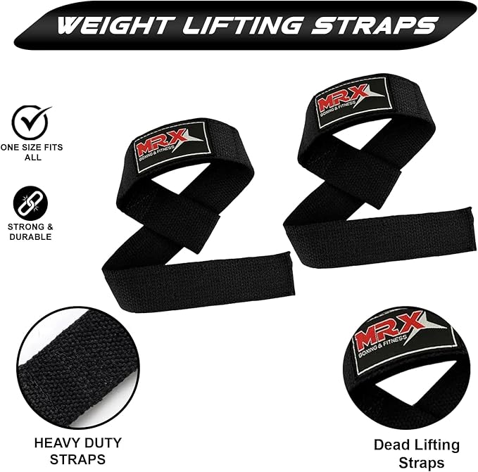 MRX Weight Lifting Bar Strap for Gym Workout Training Bodybuilding Deadlift Padded Straps Men/Women