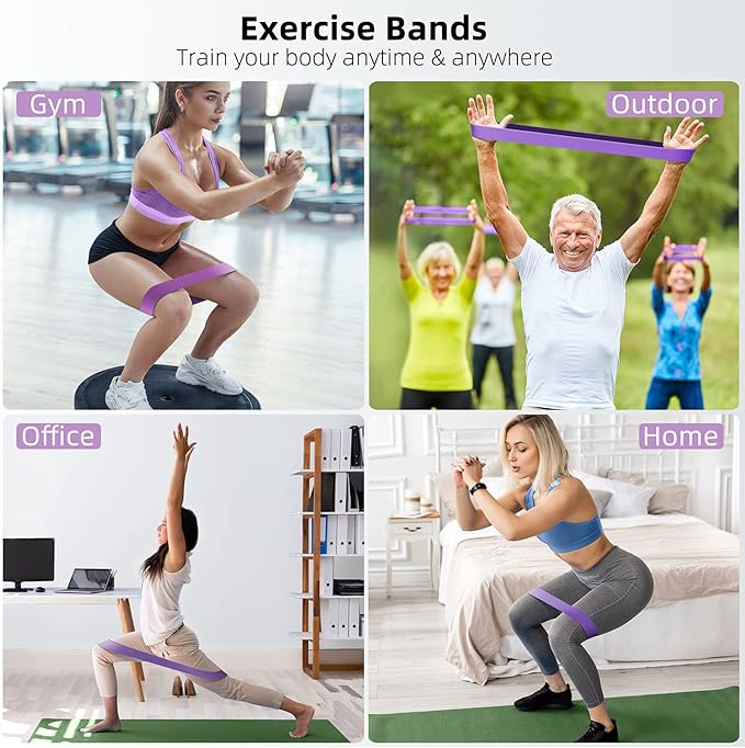 Resistance Bands for Working Out, 5-Pack Elastic Loop Exercise Bands for Strength Training Stretching, Home Gym Equipment for Pilates Yoga Physical Therapy, Leg Glute Arm Workout Kit for Women Men