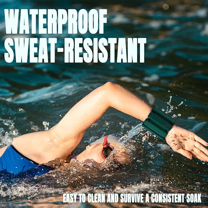 Sportneer Wrist & Ankle Weights for Women Men - 1 Pair (1 lb/2 lb Each) | Adjustable Weighted Bracelet Silicone Bangles for Yoga, Dance, Pilates, Cardio, Aerobics, Gym, Pool Exercises and Jogging