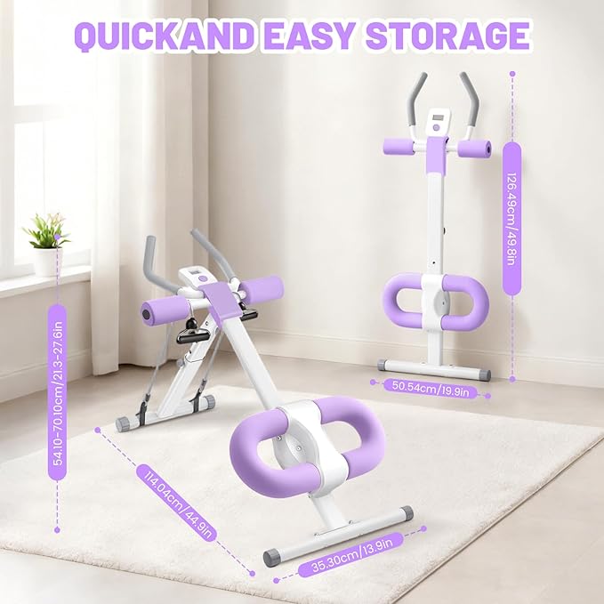 Ab Machine, Adjustable Ab Trainer Machine for Abs Workout at Home Gym, Abdominal Trainer for Stomach Workout, Foldable Abdominal Exercise Machine with Knee Protection and LCD Monitor