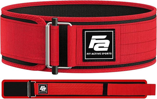 Fit Active Sports Self Locking Weight Lifting Belt | Premium Weightlifting Belt for Cross Training, Fast Locking Release Mechanism for Fitness and Power Lifting - Weightlifting Back Support for Men and Women