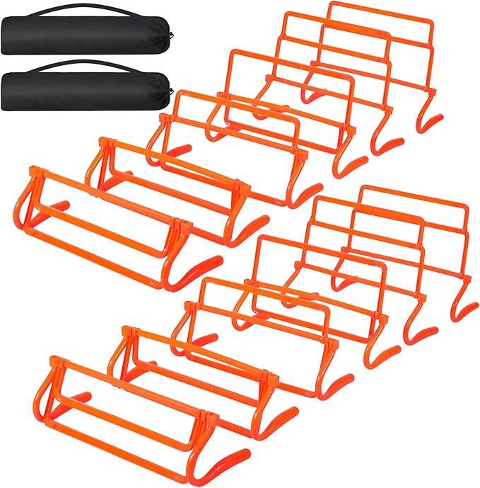Lineslife Adjustable Agility Hurdles,4 Height Speed Training Hurdles, Portable Speed Training Equipment with Carry Bag for for Athletes,Kids,Soccer,Basketball