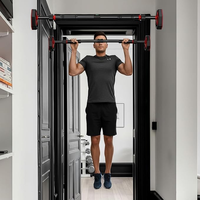 Adjustable Doorway Pull Up Bar for Home Gym - No Drilling Required, Portable Strength Training Bar with Comfortable Grip for Upper Body Workout - Fits Most Door Frames