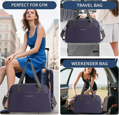 Gym Bag for Women Men with Shoe Compartment, Waterproof Small Duffle Bag for Travel, Sports, Weekend Lightweight Carry On Tote Bag (Blue)