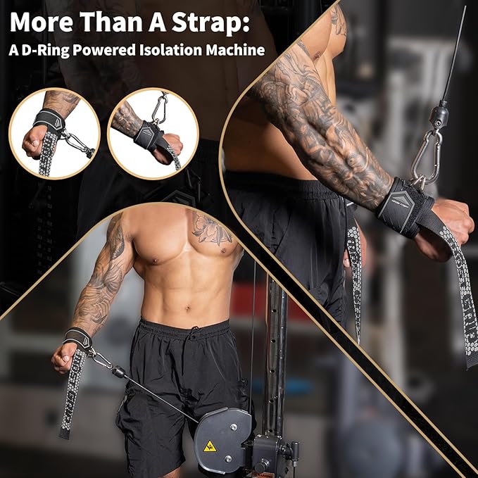 Drip Glue Non-Slip Wrist Straps for Weightlifting, 2-in-1 Lifting Straps with D Rings for Cable Machine Workout, 10mm Neoprene Padded Wrist Wraps for Weight Lifting Deadlift