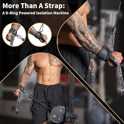 Drip Glue Non-Slip Wrist Straps for Weightlifting, 2-in-1 Lifting Straps with D Rings for Cable Machine Workout, 10mm Neoprene Padded Wrist Wraps for Weight Lifting Deadlift
