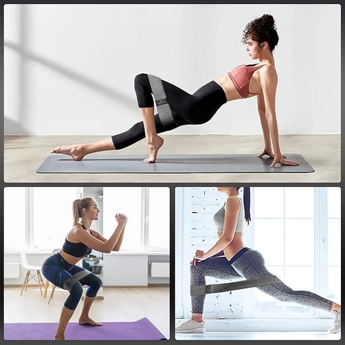Yoga Mat Thick, 6 Fabric Resistance Bands, 2 Pack Yoga Blocks, Home Workout Equipment Essentials Starter Kit for Beginners Full Body Toning
