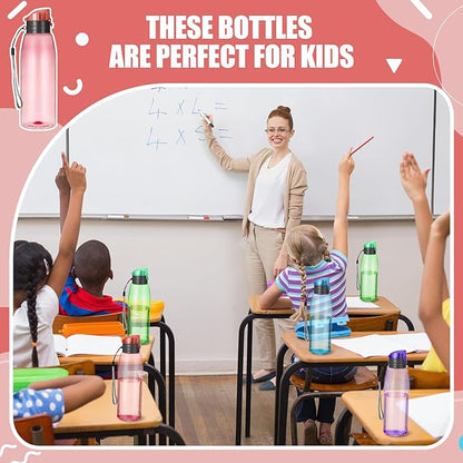 Uiifan 50 Pieces Plastic Water Bottle Bulk 17 oz Sports Drink Bottles with Handle Strap Flip Top Reusable Leakproof for Adults Travel Cycling Camping Hiking Gym Fitness