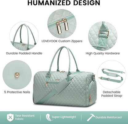 LOVEVOOK Travel Weekender with Toiletry Bag, Overnight Carry-On, Gym with Shoe Compartment & Wet Pocket, Mommy Hospital Bag
