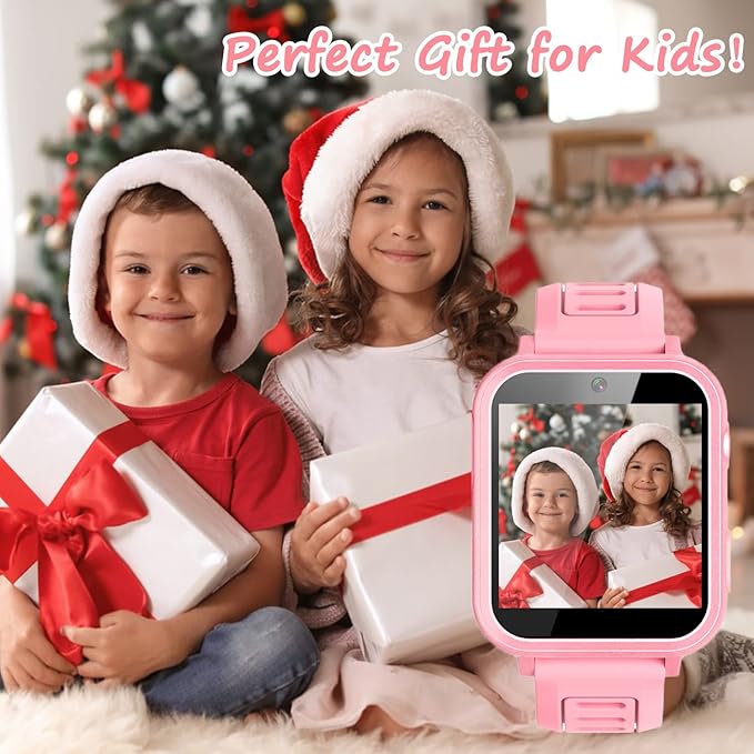 Smart Watch for Kids Gift for Girls Age 5-12, 1.54" Touch Screen Watch with HD Camera Video 39 Games Music Pedometer Flashlight Alarm Clock, Gifts for 7 8 9 10 Year Old Girls Boys