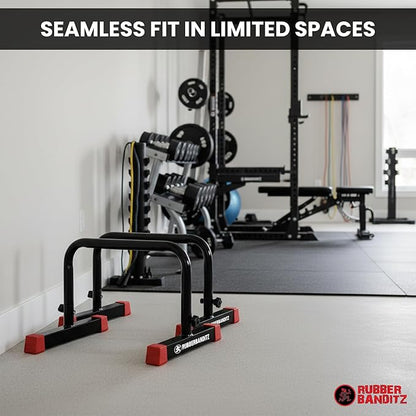 Rubberbanditz Parallette, Parallel Bars & Dip Station, Home Gym Essentials for L-Sit, Calisthenics, and Upper Body Workouts, Heavy Duty Ideal for Push Ups, Dips, Handstands & Gymnastics | Pack 1