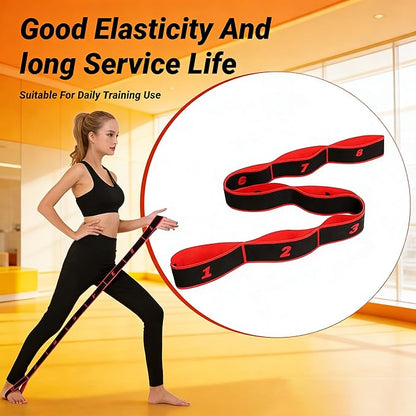 Fitness Resistance Band for Stretching and Yoga, Number Hamstring Stretch Strap with 8 Adjustable Segments for Beginners and Advanced Users